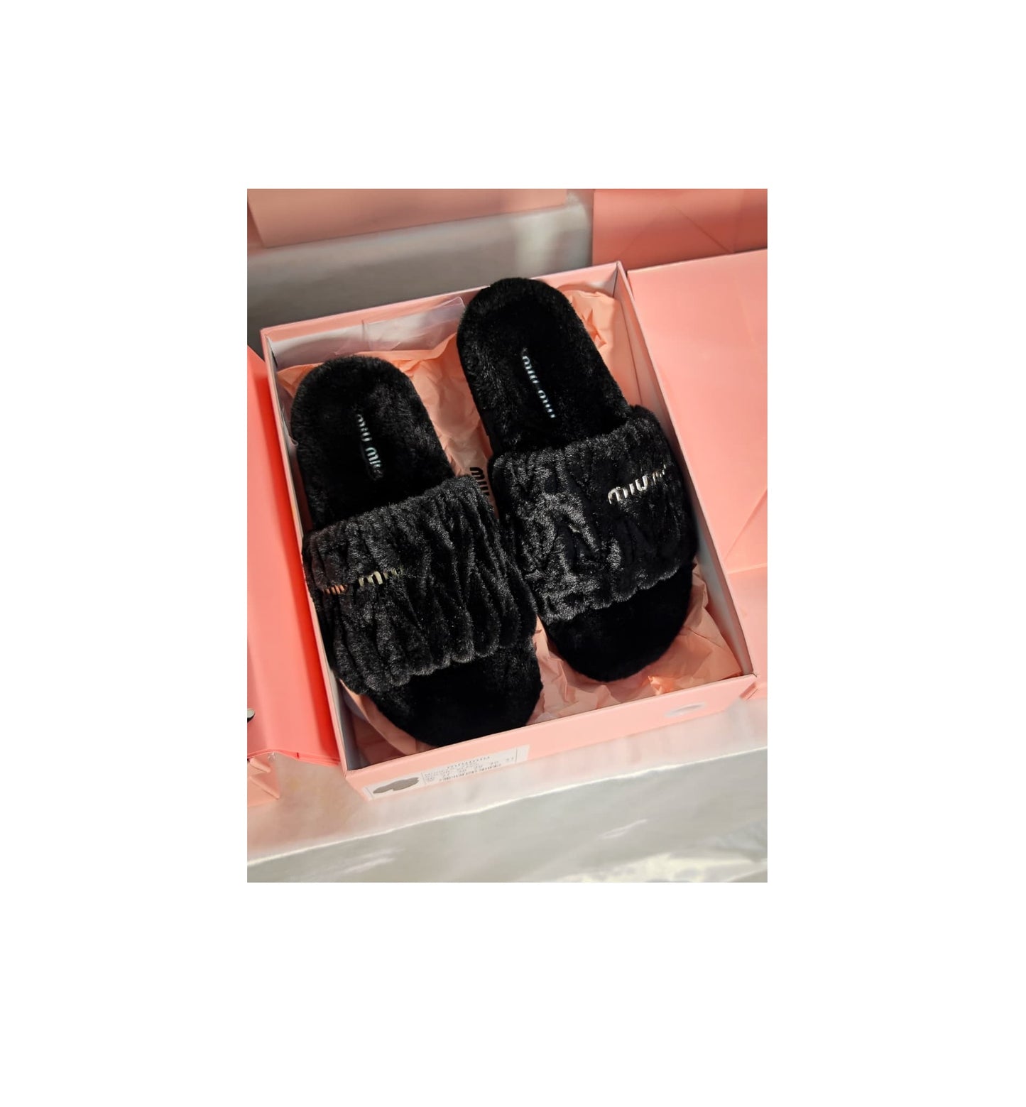 Miu Miu Furry Slides For Woman