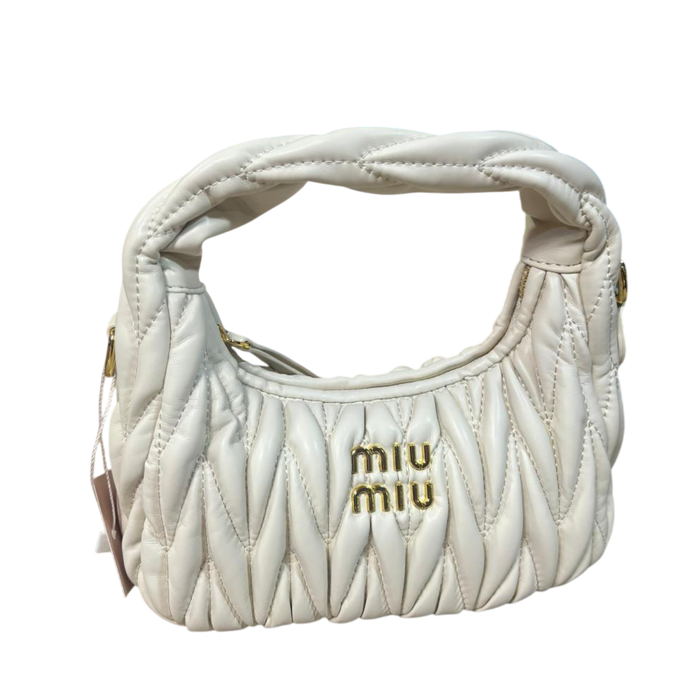 Women's Blue Matelassé Leather Mini Top-Handle Bag