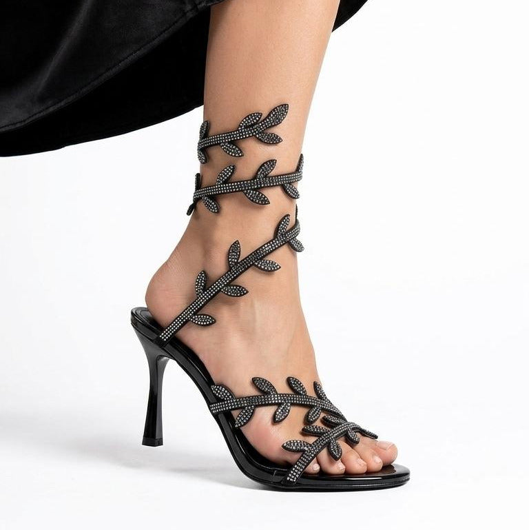 Luxury lace-up heels wrapped around the leg