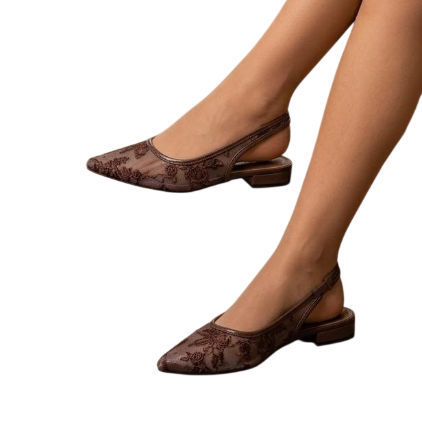 Ballerina Leather Shoes with Heels