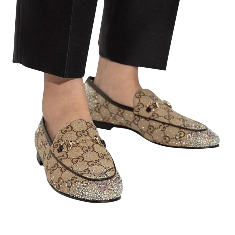 Gucci Jordaan Crystal Embellished Loafers