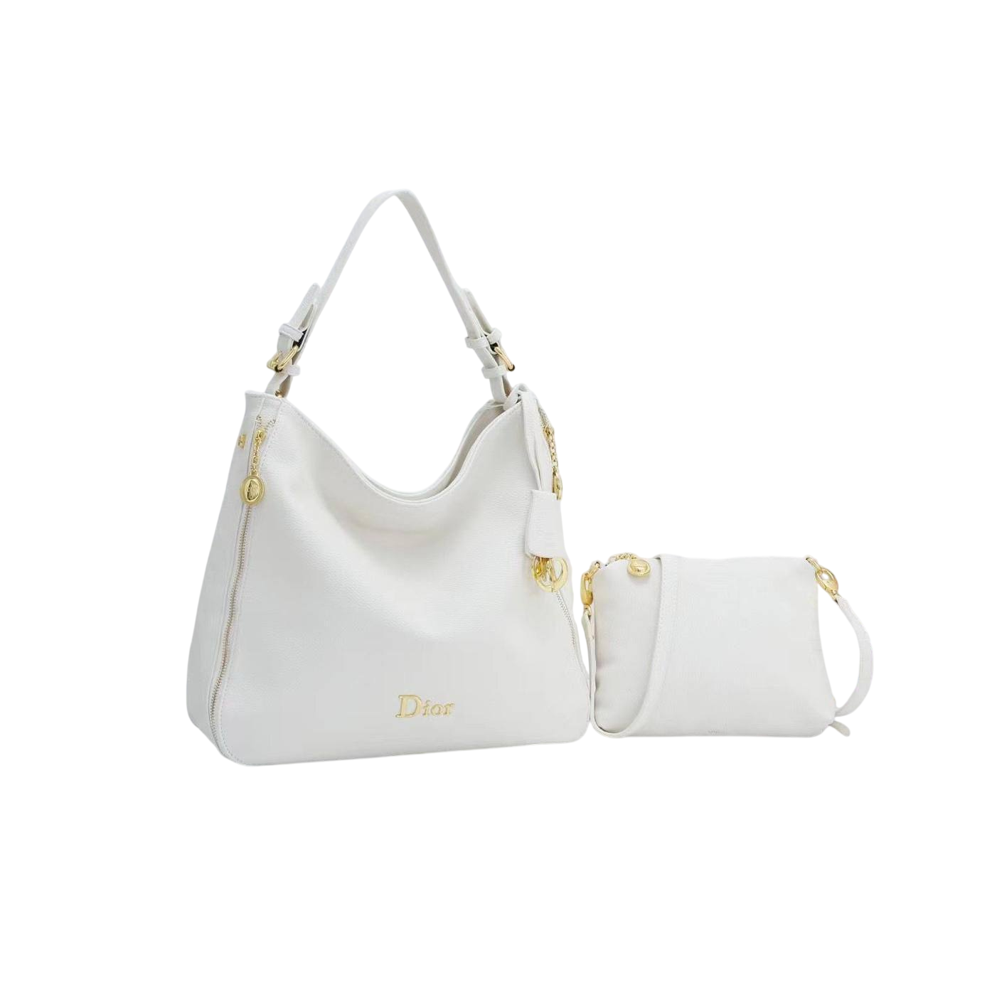 Dior 2-Piece Leather Bag Set ( White )