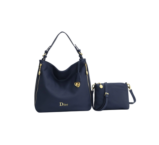 Dior 2-Piece Leather Bag Set (Navy Blue)