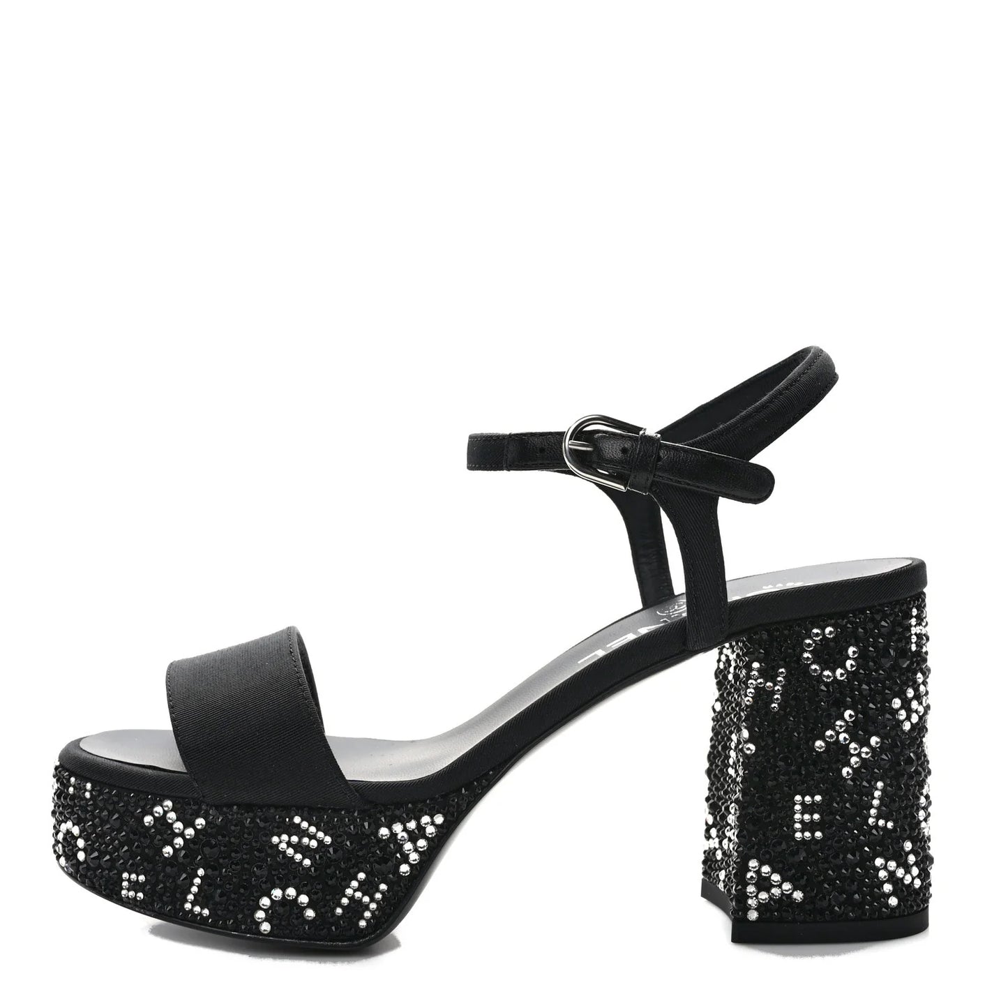 Grosgrain Strass Logo Platform Sandals