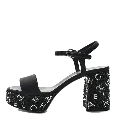 Grosgrain Strass Logo Platform Sandals
