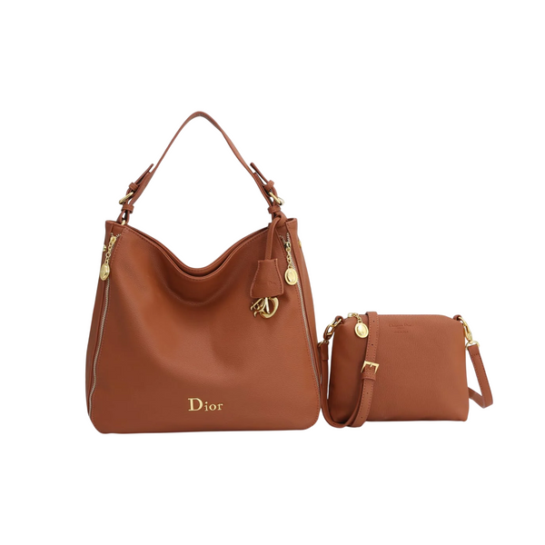 Dior 2-Piece Leather Bag Set ( burgundy )