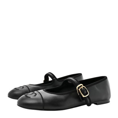 Chanel leather Mary Jane Flats Black