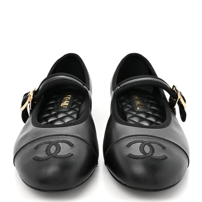 Chanel leather Mary Jane Flats Black