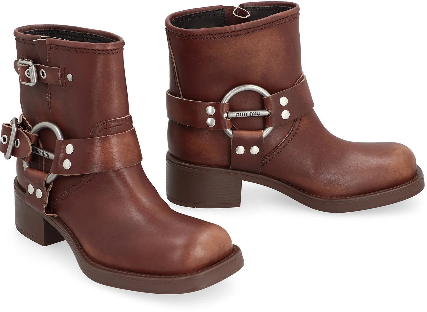 Vintage-Look leather ankle boots