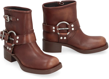 Vintage-Look leather ankle boots