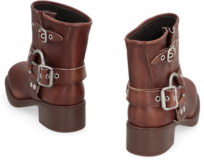 Vintage-Look leather ankle boots