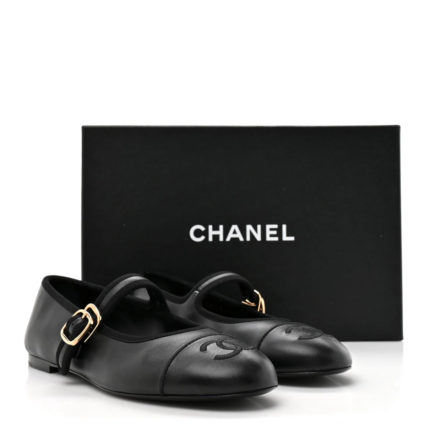 Chanel leather Mary Jane Flats Black
