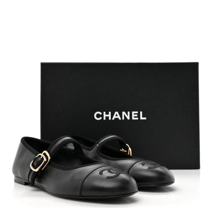Chanel leather Mary Jane Flats Black