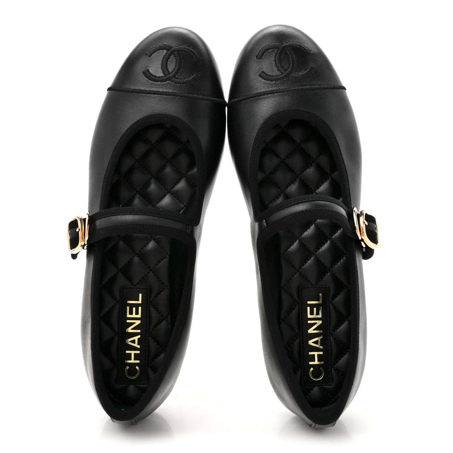 Chanel leather Mary Jane Flats Black