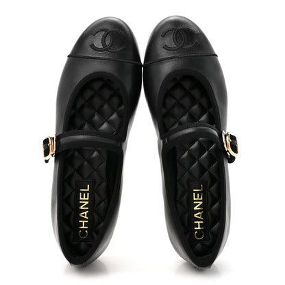 Chanel leather Mary Jane Flats Black