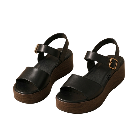 Comfortable Leather Wedge Sandals Tifena