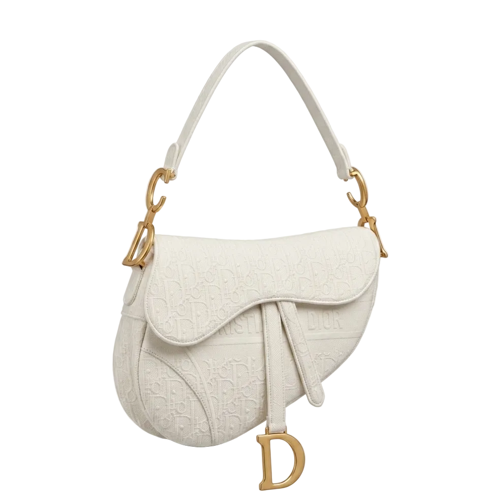 Embossed Oblique Saddle Bag Black
