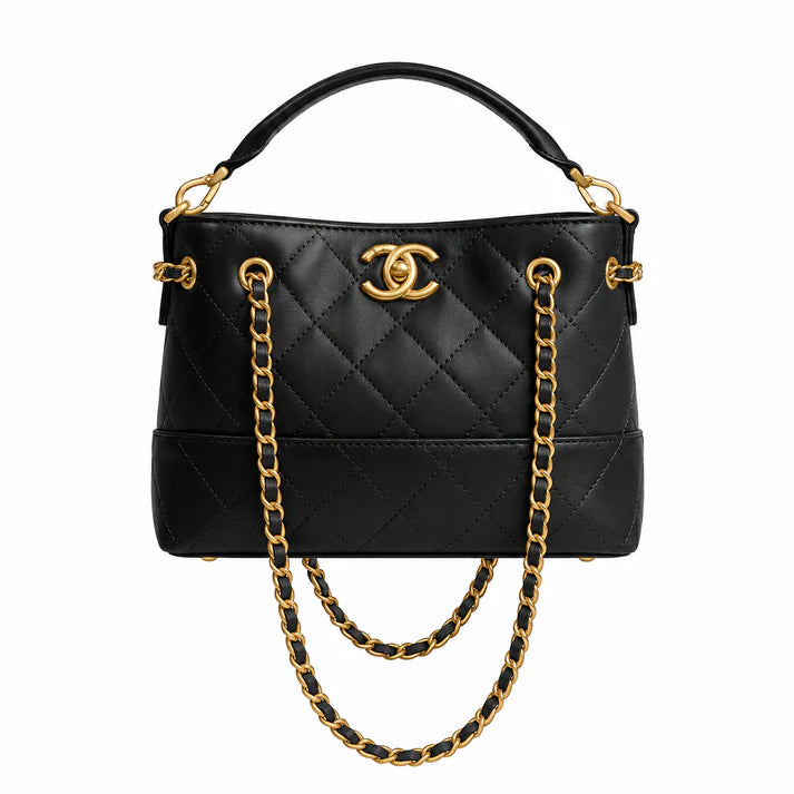 Quilted Small Shopping Bag Black