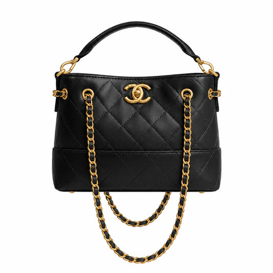 Quilted Small Shopping Bag Black