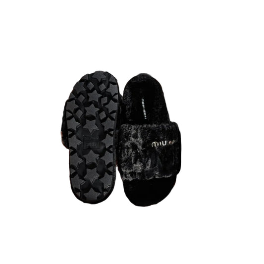 Miu Miu Furry Slides For Woman