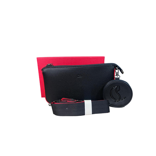 Christian Louboutin Loubila Black Signature Embossed Leather Shoulder Bag