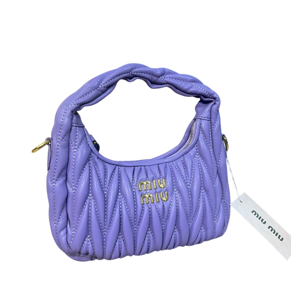 Women's Blue Matelassé Leather Mini Top-Handle Bag