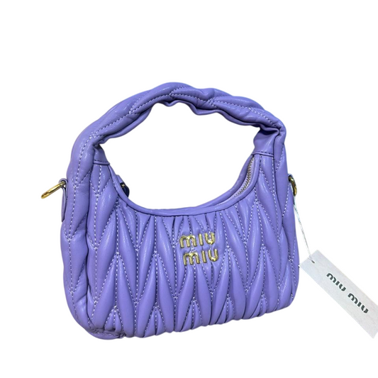 Women's Blue Matelassé Leather Mini Top-Handle Bag