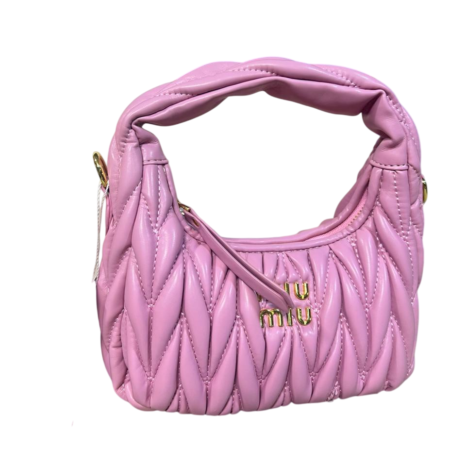 Women's Blue Matelassé Leather Mini Top-Handle Bag