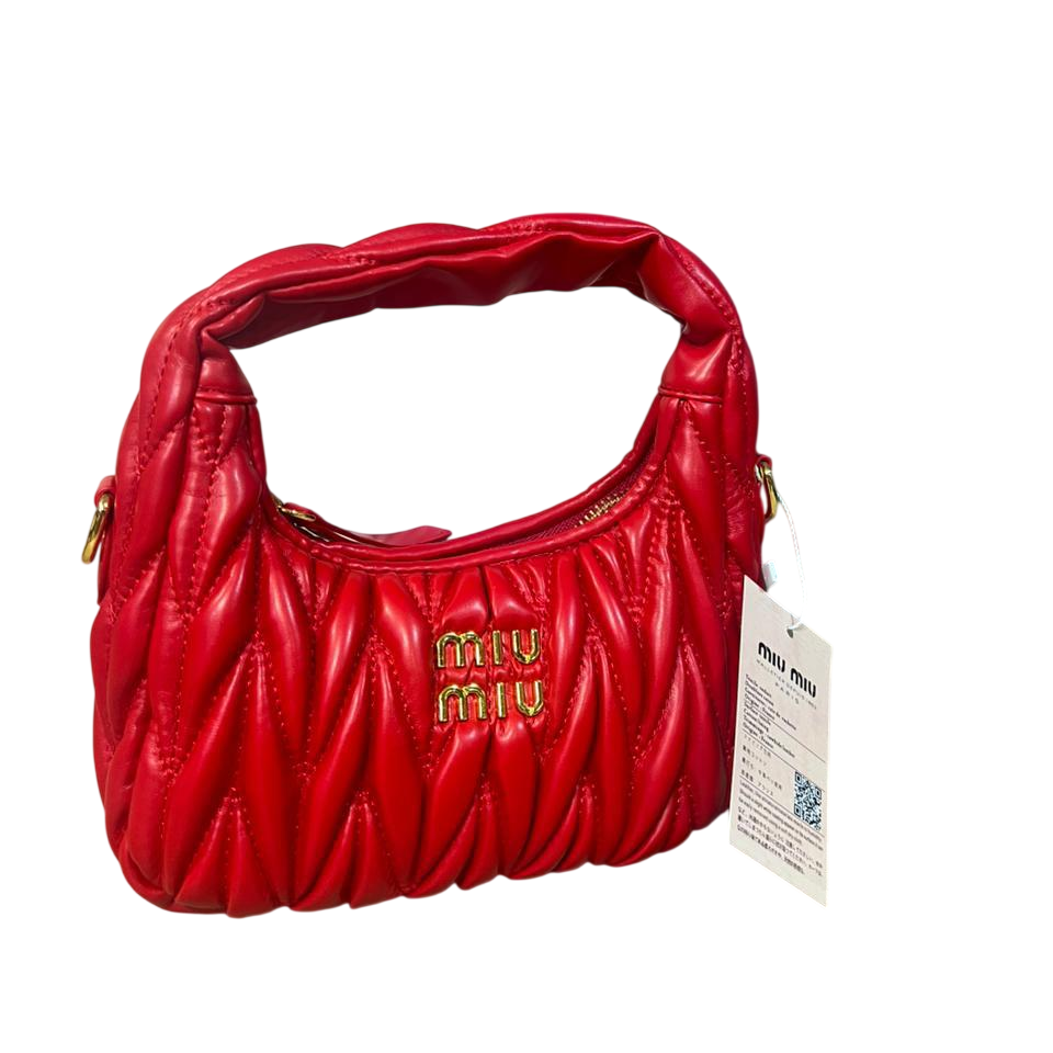 Women's Blue Matelassé Leather Mini Top-Handle Bag
