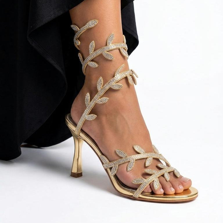 Luxury lace-up heels wrapped around the leg