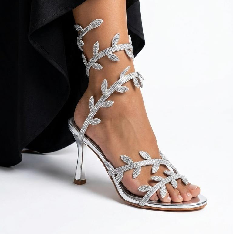 Luxury lace-up heels wrapped around the leg