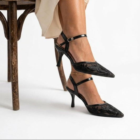 Luna Embroidered Pointed Heel