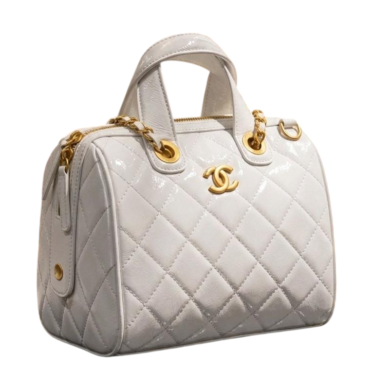 Shiny Crumpled Quilted Small Bowling Bag