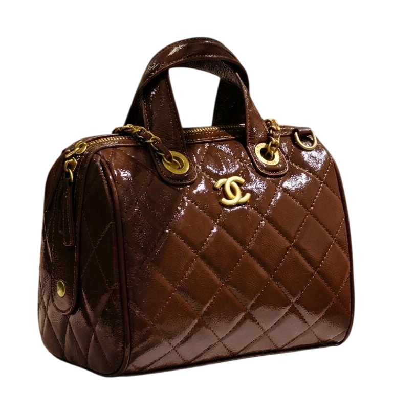 Shiny Crumpled Quilted Small Bowling Bag