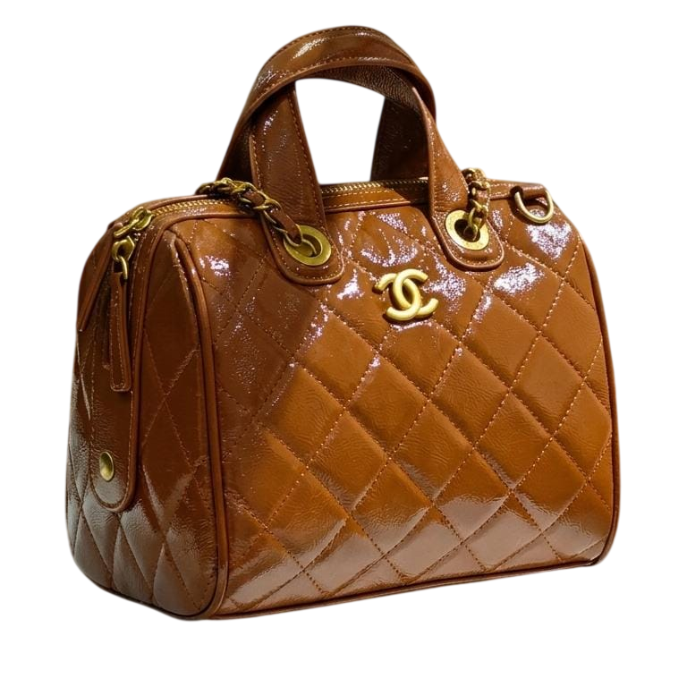 Shiny Crumpled Quilted Small Bowling Bag