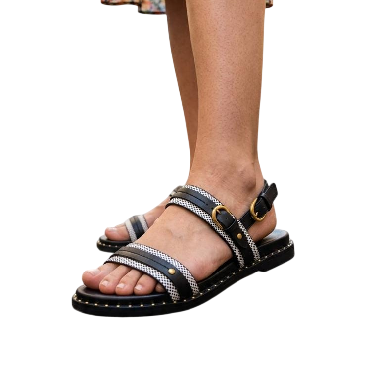 Strappy Buckle Flat Sandal