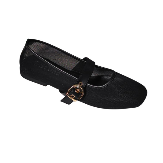 Buckled Mesh Ballerina Flats