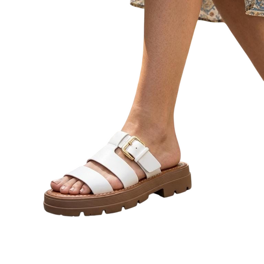 Buckle Multi-Strap Platform Slide Sandals