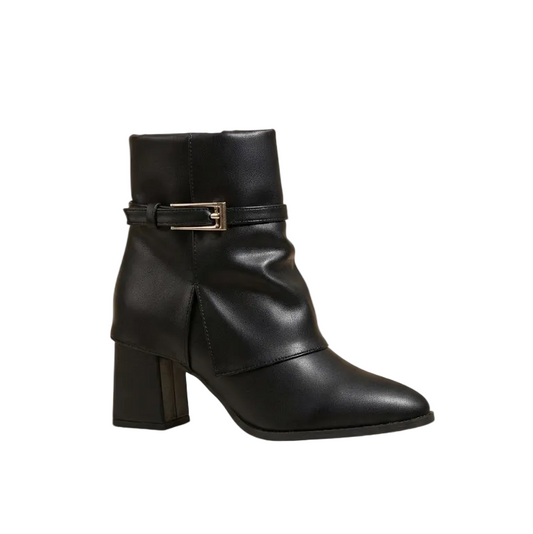 Midnight Buckle Block Heel Ankle Boots