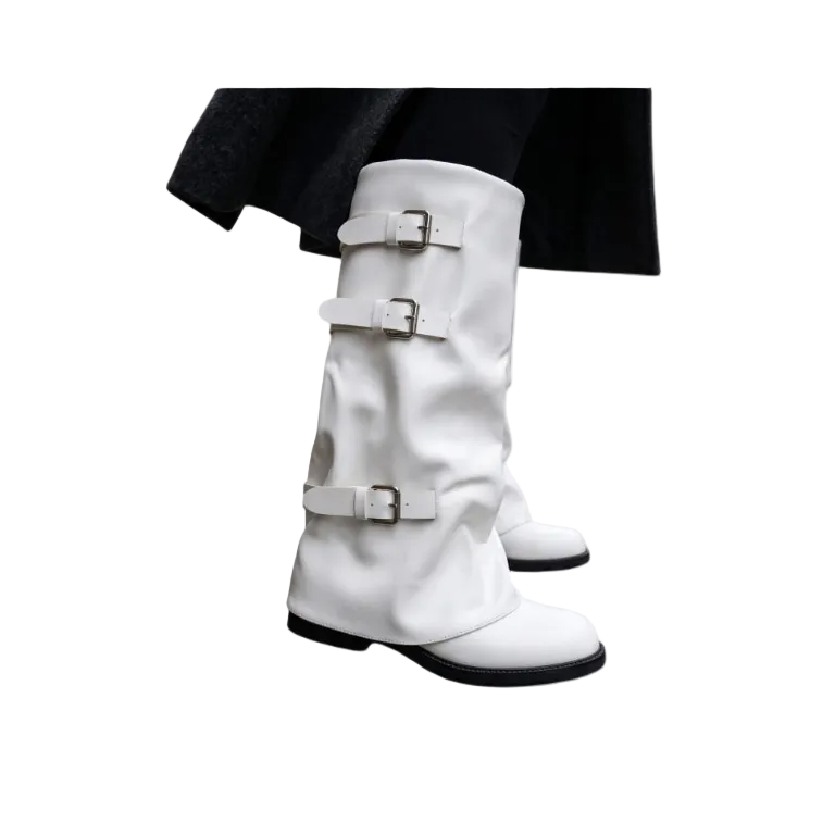 Triple-Buckle Slouchy Knee-High Boots