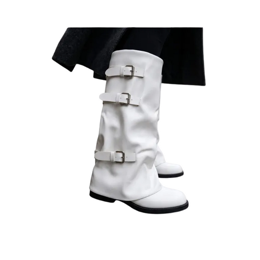 Triple-Buckle Slouchy Knee-High Boots