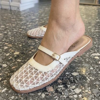 Nude Mesh Mules