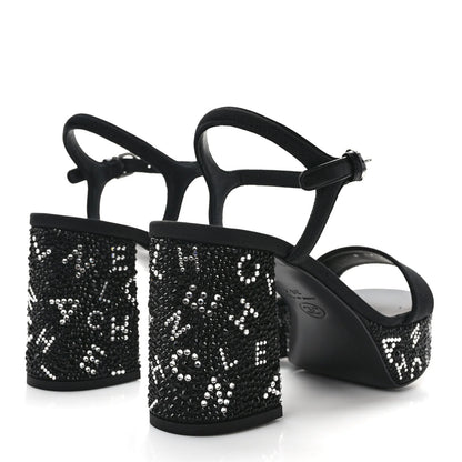 Grosgrain Strass Logo Platform Sandals