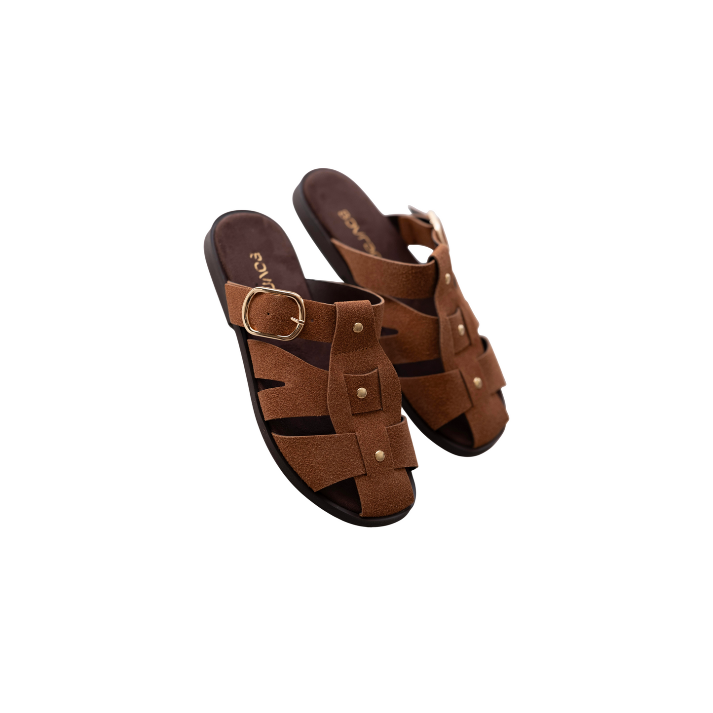 Ballis Model Suede Slippers with Belt Detail