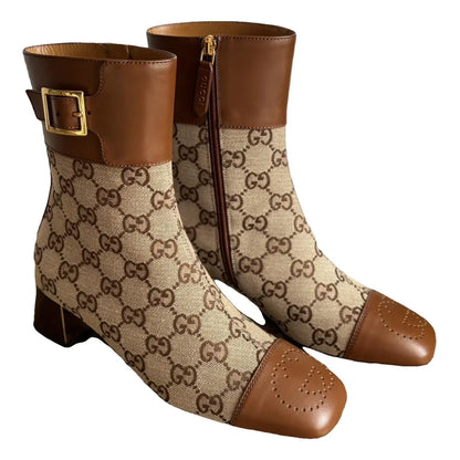Gucci GG Monogram Ankle BootsBrown Beige
