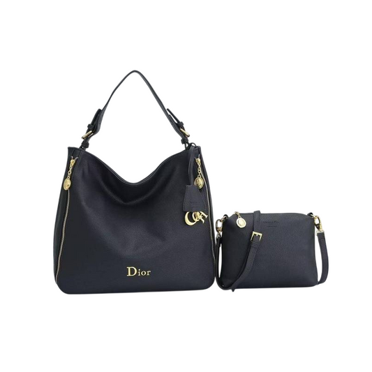 Dior 2-Piece Leather Bag Set ( Black )