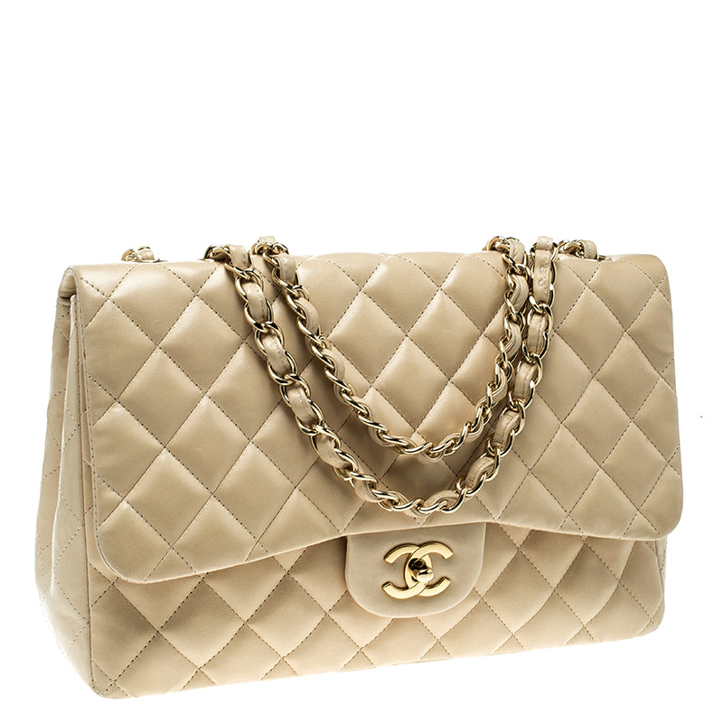 Chanel Beige Caviar Large Classic Bag