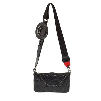 Christian Louboutin Loubila Black Signature Embossed Leather Shoulder Bag