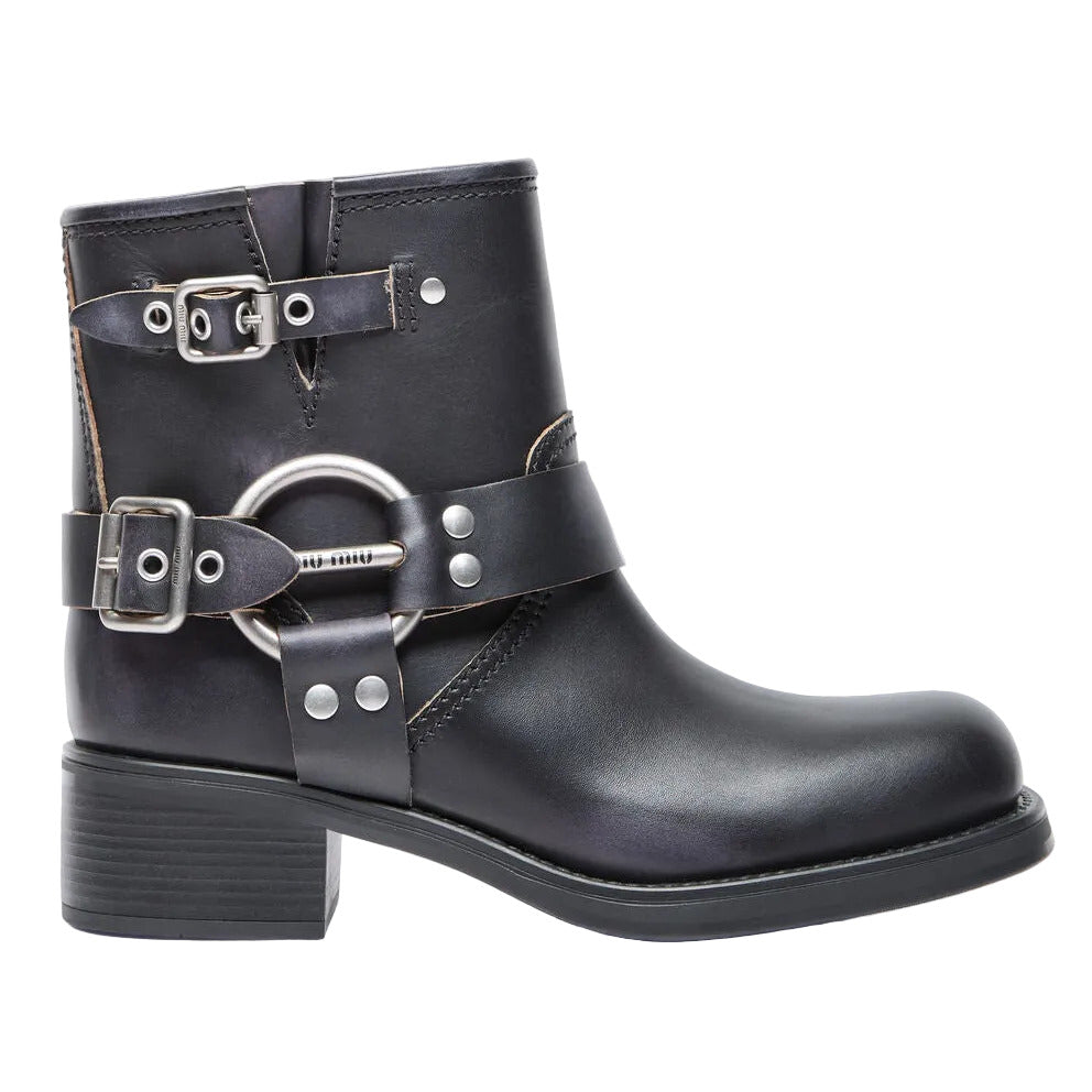 Vintage-Look leather ankle boots