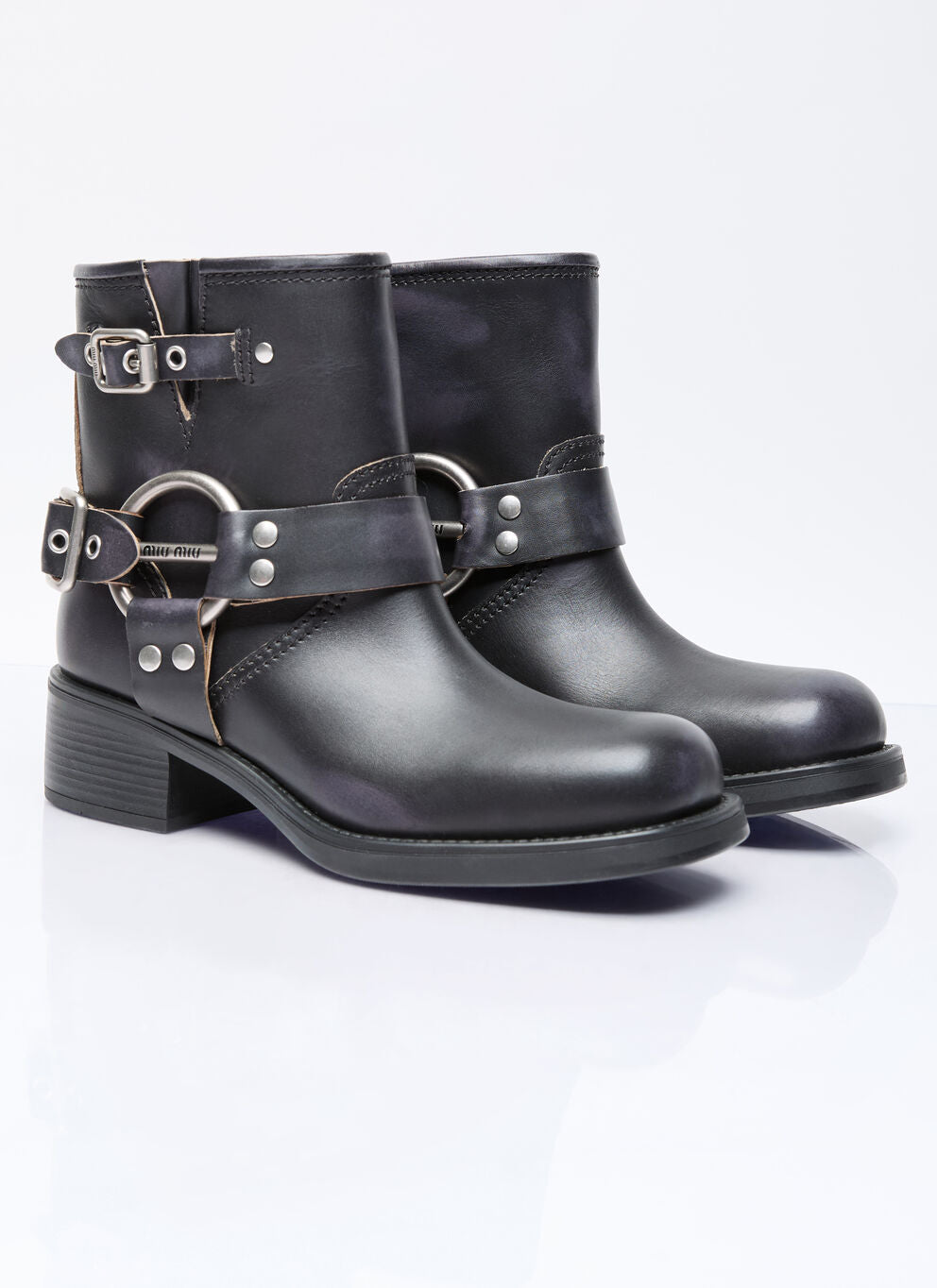 Vintage-Look leather ankle boots